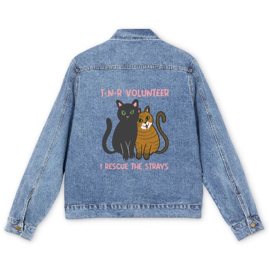 T N R Volunteer I rescue stray cats street cats Men's Denim Jackets