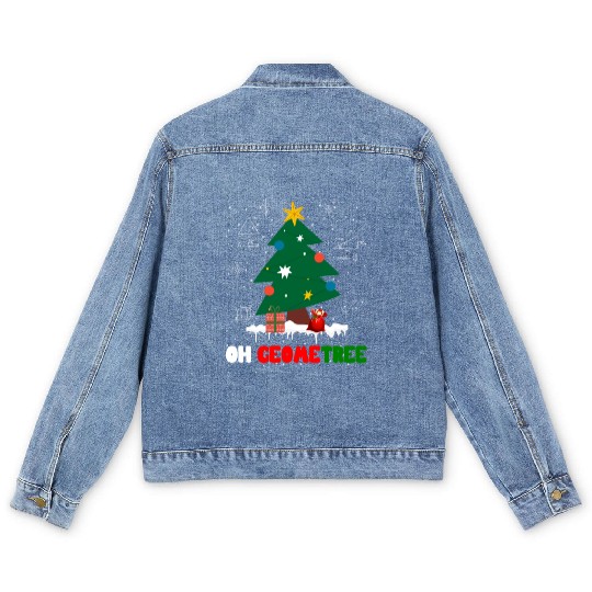 Oh Geometree Funny Christmas Geometry Math Teacher Men's Denim Jackets