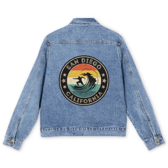 San Diego California Surfing Men's Denim Jackets San Diego