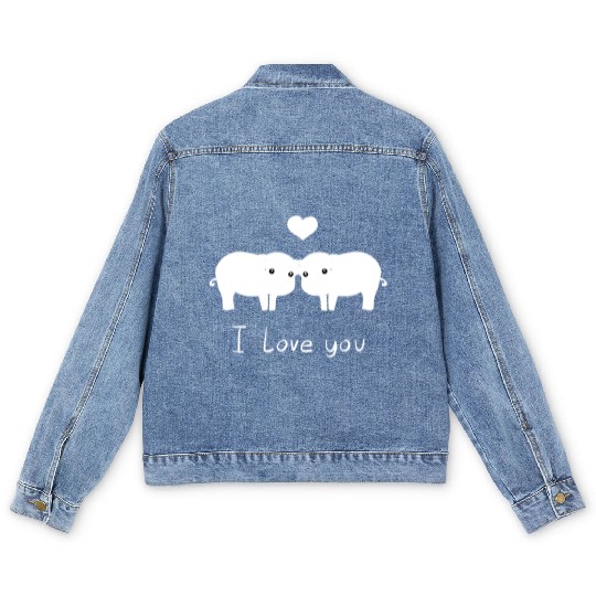 pig couple i love you Men's Denim Jackets