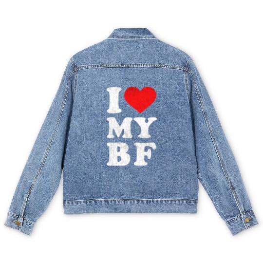 Distressed I Heart My Boyfriend Apparel I Love My Men's Denim Jackets