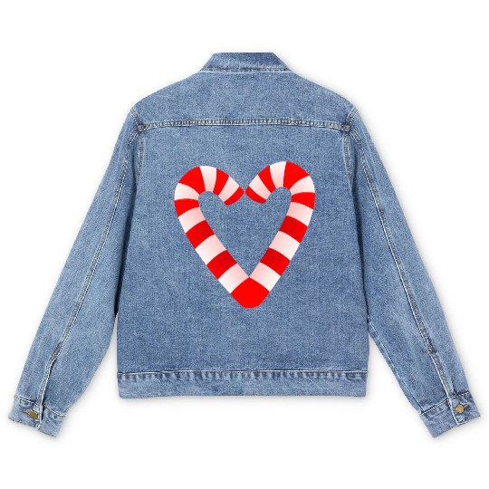 Candy Cane Hearts Men's Denim Jackets Christmas Xmas Holidays