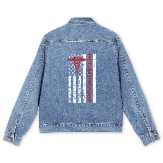 Psychology Psychologist Us Flag Psych Nurse Men's Denim Jackets