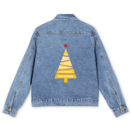 Minimalist Merigold Orange Christmas Pine Men's Denim Jackets