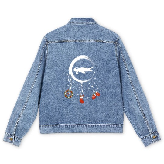 Winter dreamcatcher Christmas Crocodile Men's Denim Jackets
