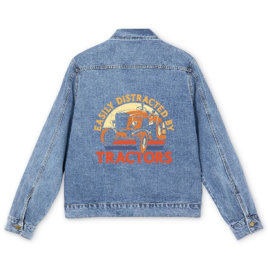 Farming Farmer Vintage Tractor Men's Denim Jackets