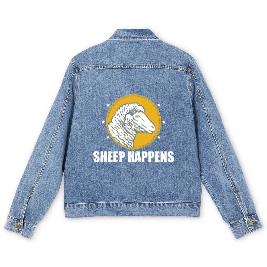 Sheep Happen's Word Game Sheep Herd Farm Men's Denim Jackets