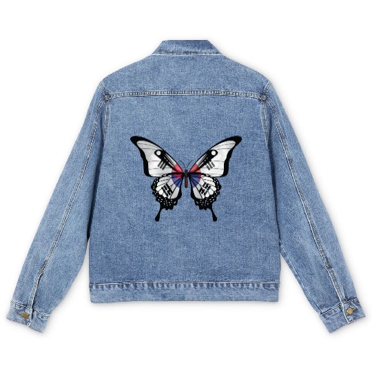 Korea Swallowtail Butterfly Flag Men's Denim Jackets