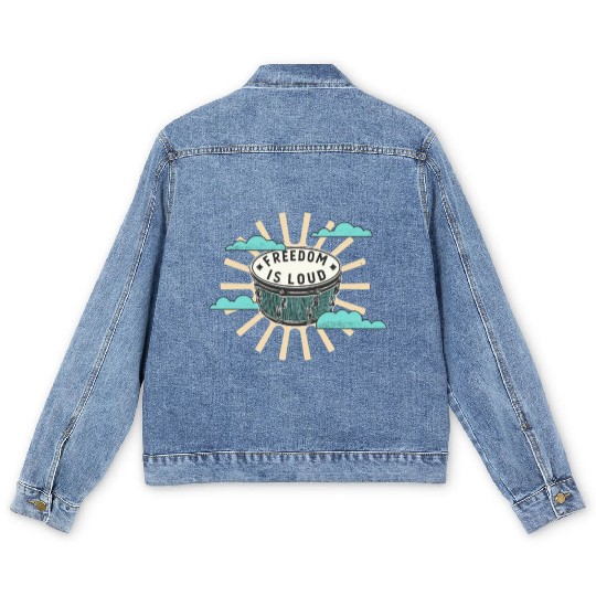 Bongo Drum Freedom Is Loud Music Lover Men's Denim Jackets