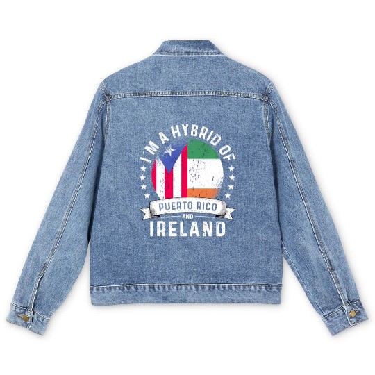 Puerto Rico Flag Ireland Grown Country Flags Men's Denim Jackets