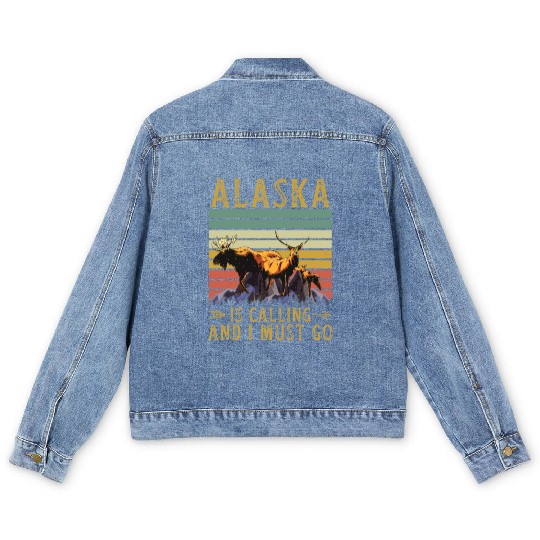 Alaska Gift USA Natur Bär Denali Grizzly Wald Men's Denim Jackets