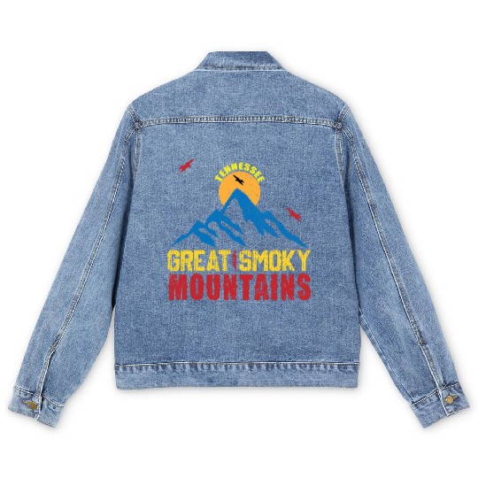 Great Smoky Mountains Tennessee Mountain Hiking Men's Denim Jackets