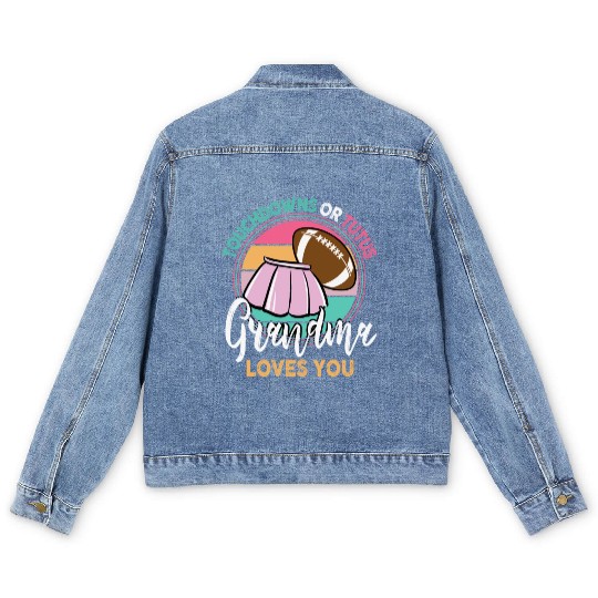 Touchdowns or Tutus Grandma Loves You Men's Denim Jackets