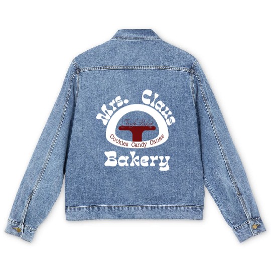 Christmas Men's Denim Jackets, Mrs. Claus Bakery Men's Denim Jackets,