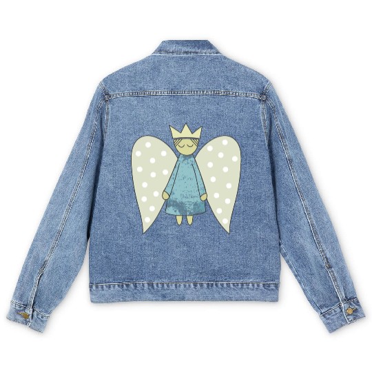 The Flight of the Christmas Angel Men's Denim Jackets