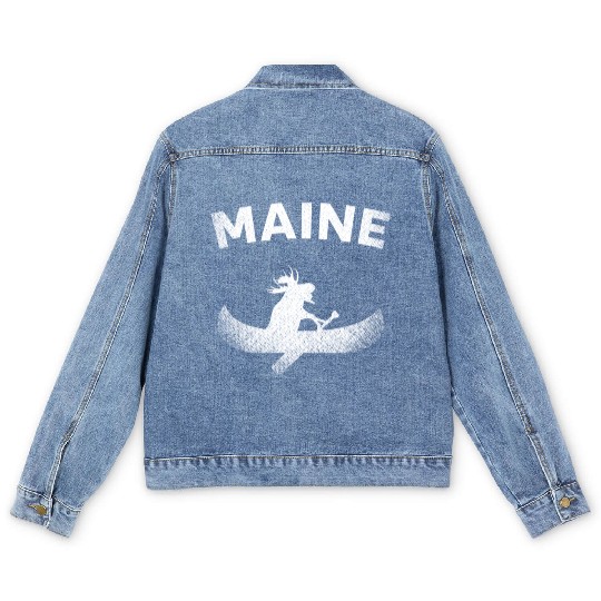 Maine , Paddling Moose Men's Denim Jackets