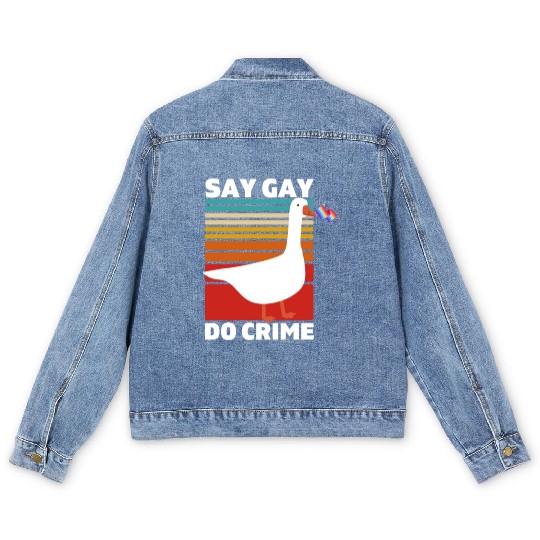 Say Gay Do Crime. LGBTQ Pride. Men's Denim Jackets