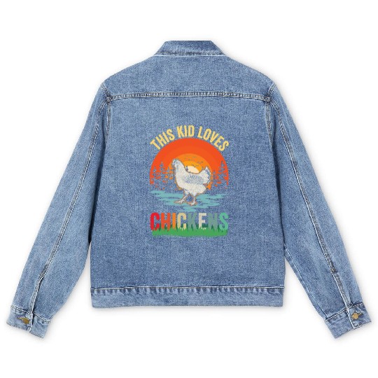 Retro Chicken Lover Farm Animal Kids Men's Denim Jackets