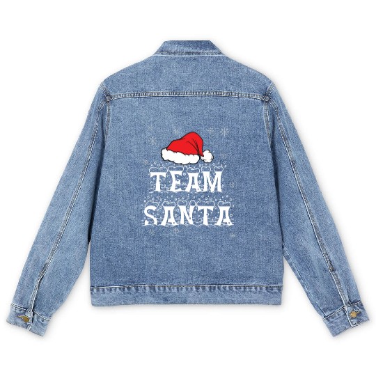 Team Santa Xmas Hat for Family Christmas Men's Denim Jackets