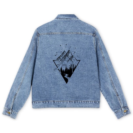 Disc Golf - Disc Golfing Player Ultimate Frisbee Men's Denim Jackets