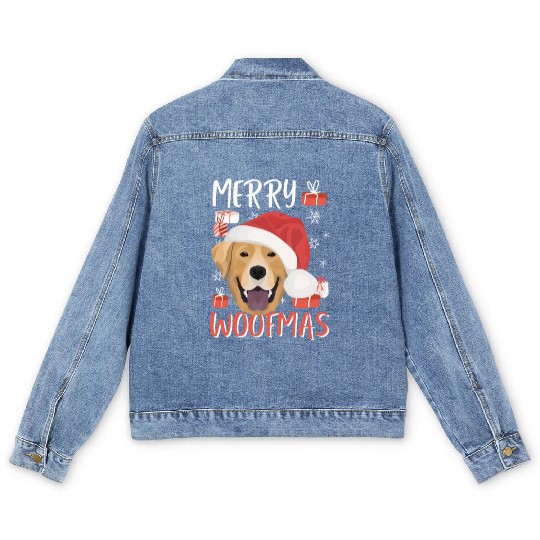 Labrador Merry Christmas Men's Denim Jackets