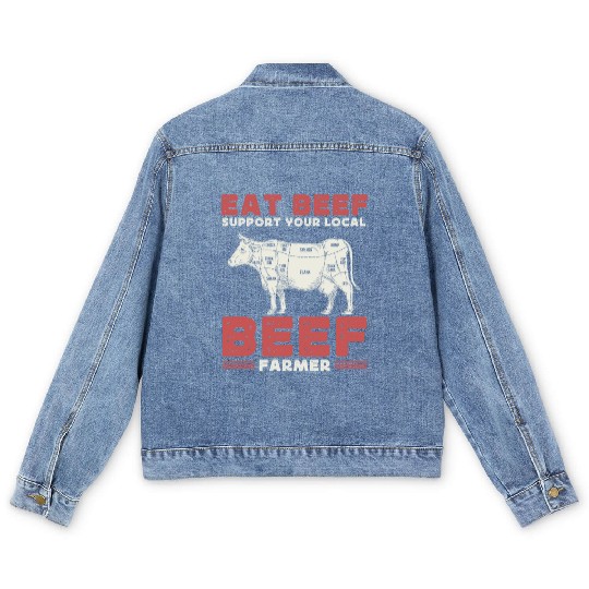 Cattle Farming Agriculture Beef Lover Men's Denim Jackets