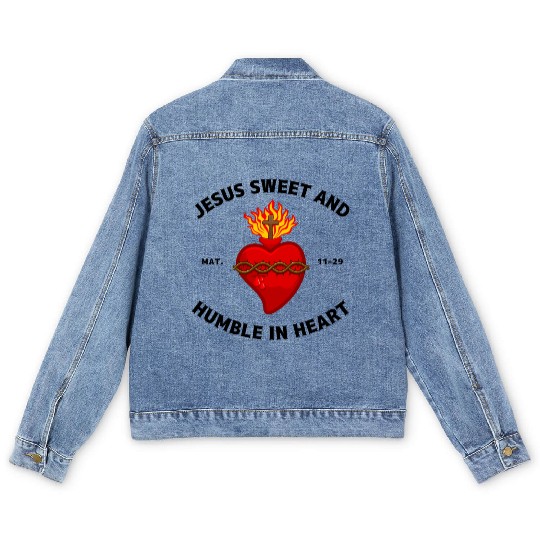Sacred Heart of Jesus Men's Denim Jackets