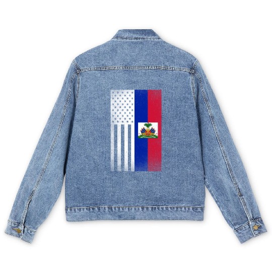 Haiti Design for proud Haitian Americans Men's Denim Jackets