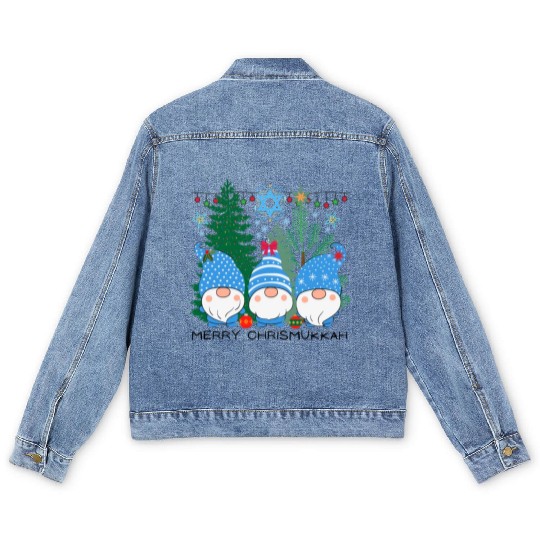 Merry Christmukkah, Jewish Christmas, Hanukkah Men's Denim Jackets