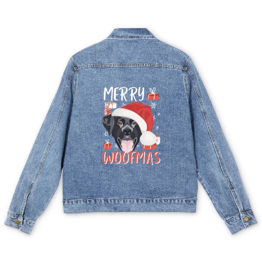 Labrador Merry Christmas Men's Denim Jackets