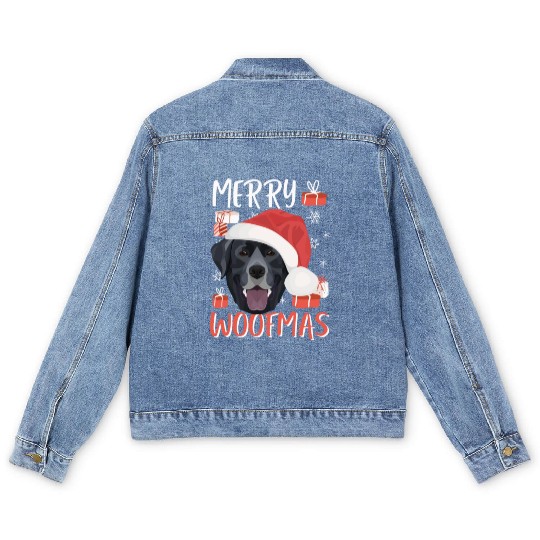 Labrador Merry Christmas Men's Denim Jackets
