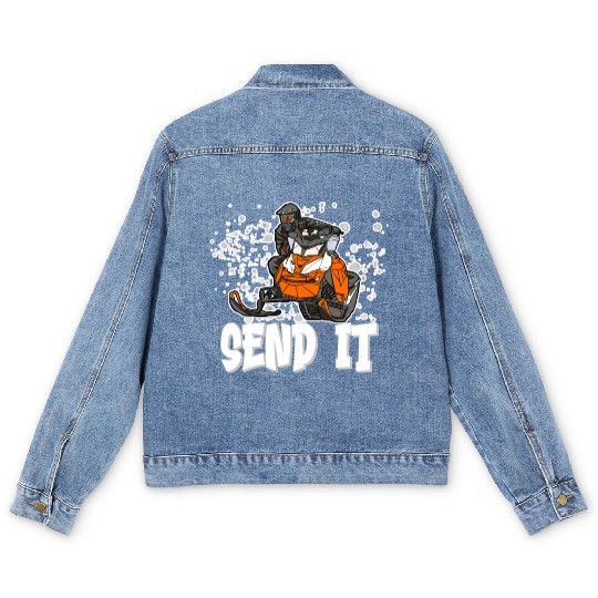 Send It Ride Like You Stole It Snowmobile Men's Denim Jackets