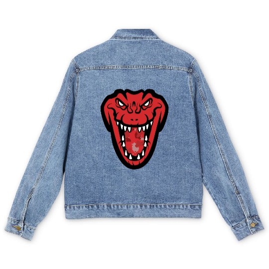 Red Military Crocodile Men's Denim Jackets