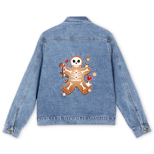 Gingerbread man Sugar Skull decor for Christmas Men's Denim Jackets