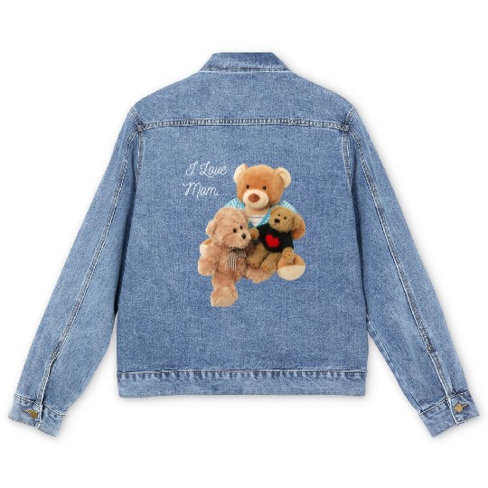 I Love Mom Bear Men's Denim Jackets
