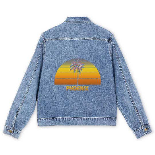 Phoenix Arizonna Palm Tree Christmas Lights Family Men's Denim Jackets