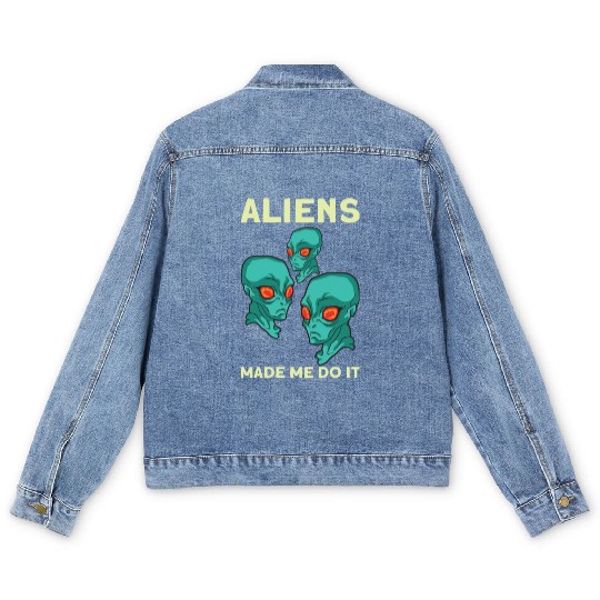 Alien Extraterrestrial Area 51 UFO Space Geek Gift Men's Denim Jackets