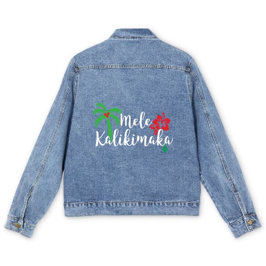 Mele Kalikimaka Hawaiian Merry Christmas Men's Denim Jackets