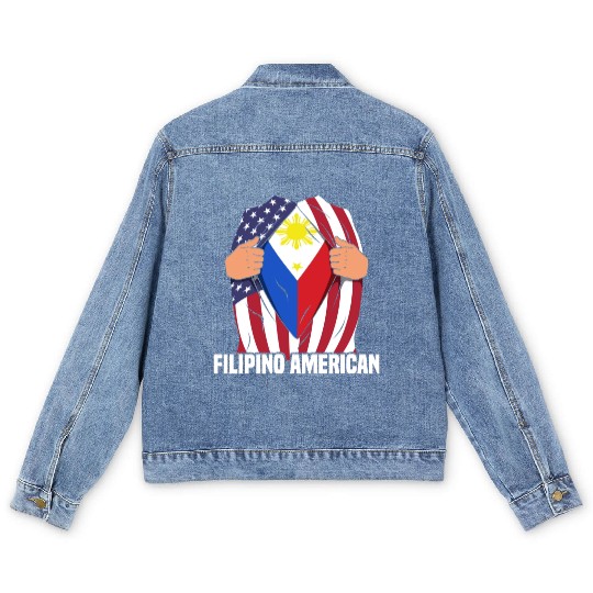 Hero Design for Proud American Pinoys Men's Denim Jackets