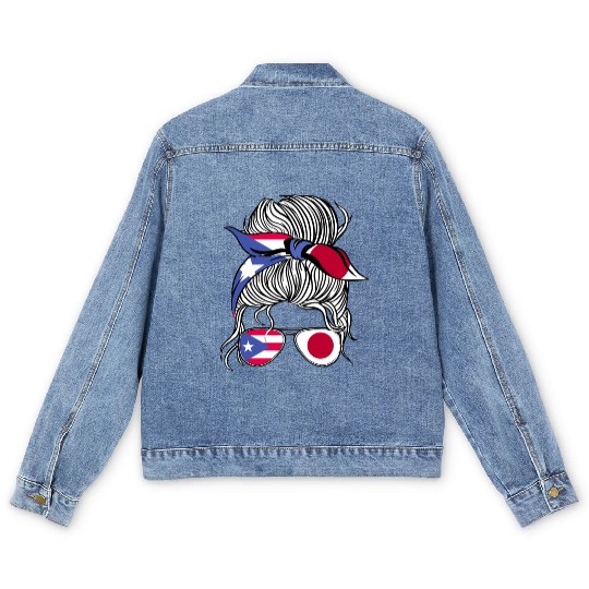 Puerto Rico Flag Japan Grown Women Girl Country Men's Denim Jackets