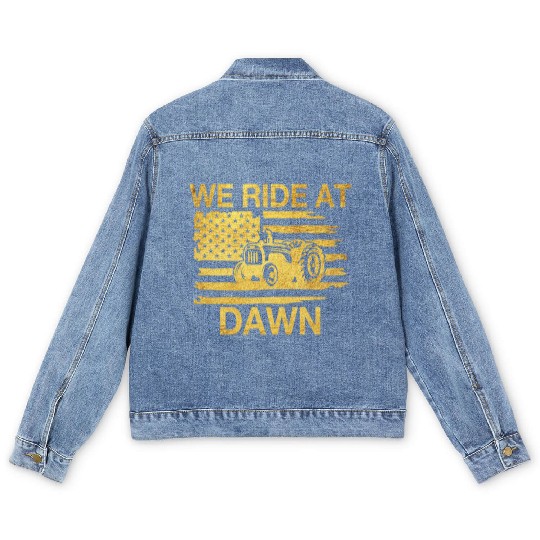 We Ride At Dawn Dad Lawn Mower Make Laugh Day Yard Men's Denim Jackets