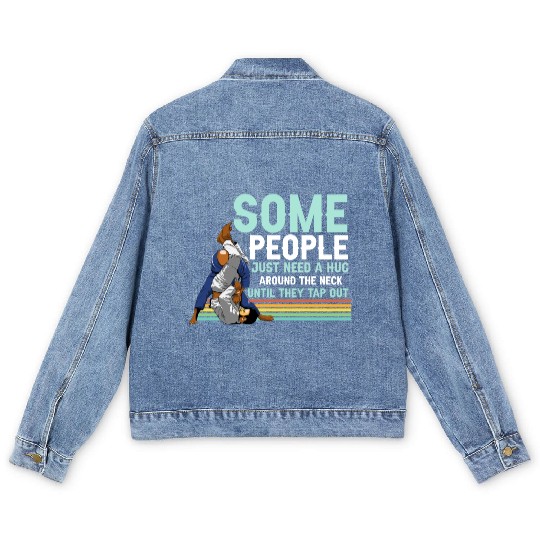 Some People Need A Hug BJJ Jiu Jitsu funny Graphic Men's Denim Jackets