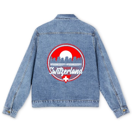 Switzerland Mountains State Gift Idea Men's Denim Jackets