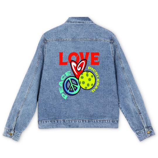 I Love Pickleball Funny Pickle Ball Player Men's Denim Jackets