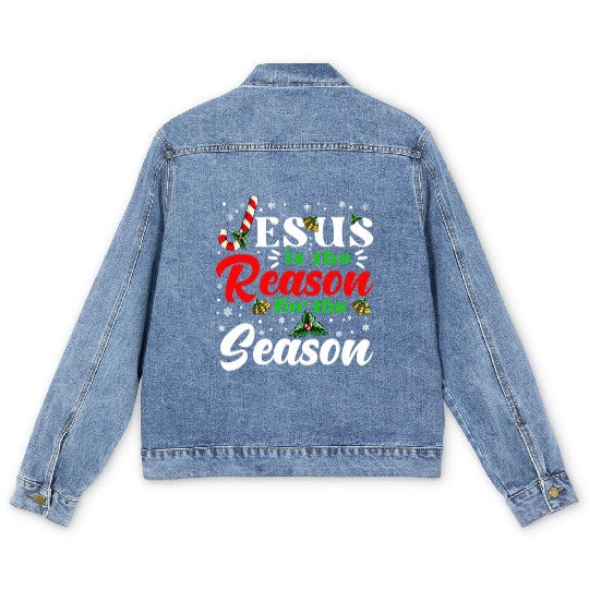 Jesus Is The Reason For The Season Christmas X Mas Men's Denim Jackets