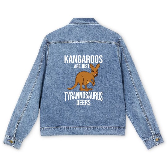 Funny Kangaroo Are Just Tyrannosaurus Deers Men's Denim Jackets