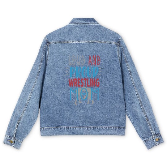 Loud Proud Wrestling Mom Men's Denim Jackets