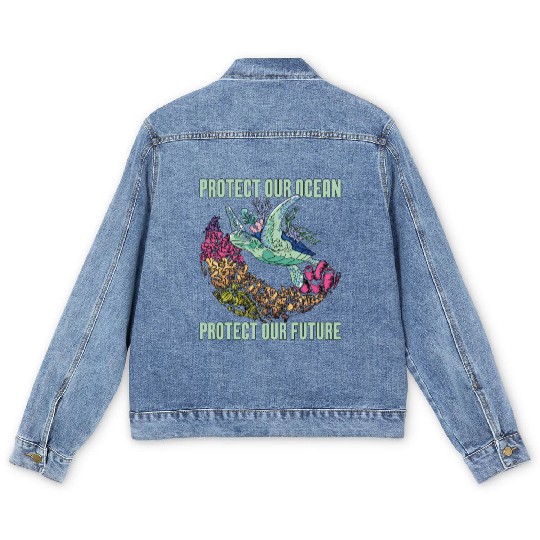 Marine Biology Protect Our Ocean Loves Marine Life Men's Denim Jackets