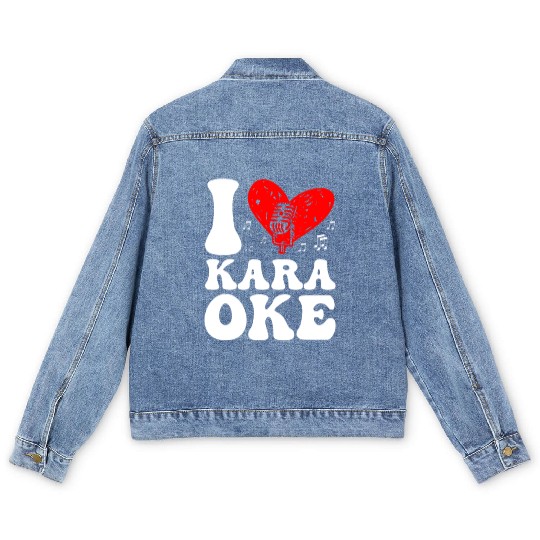 I Love Karaoke Singer Voice Coach Singing Men's Denim Jackets