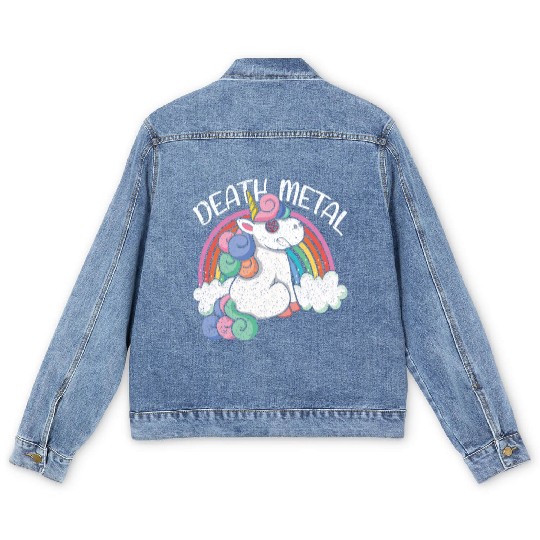Rainbow Unicorn Satan Love Metal Music Heavy Rock Men's Denim Jackets
